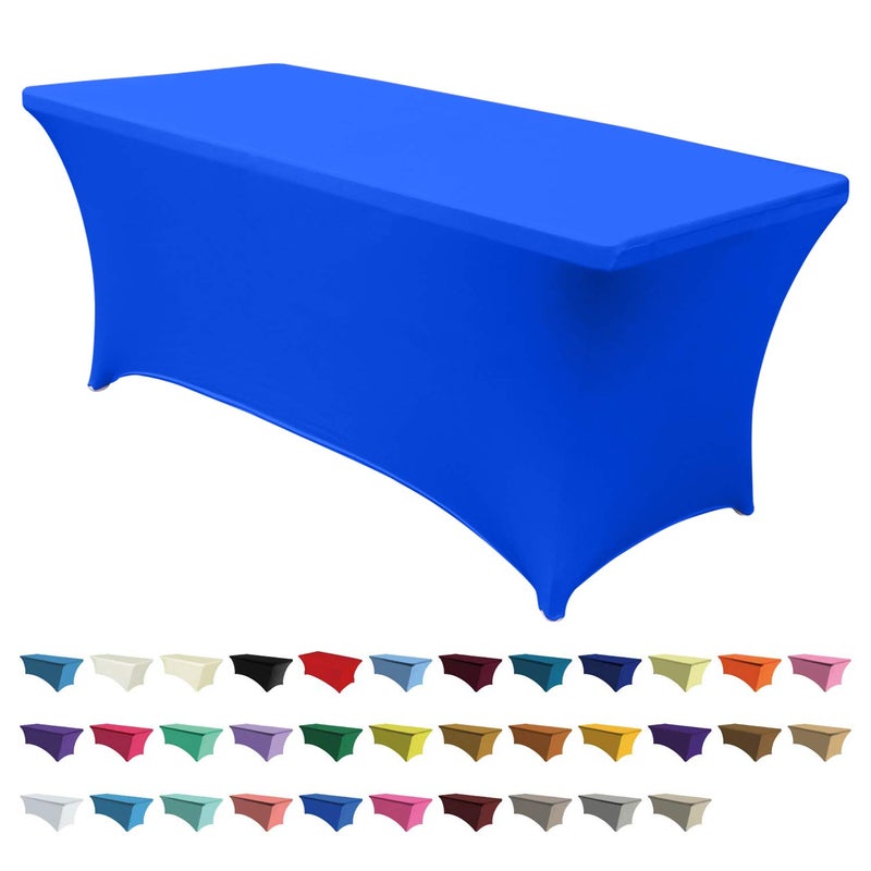 ABCCANOPY 6 FT Royal Blue Spandex Table Cover Stretch Fitted Wrinkle Resistant Tablecloth Reuse for Rectangular Folding Table Patry Event Wedding Banquet Protector - Image 1